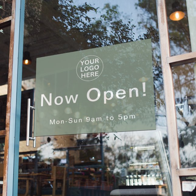 Now Open l Business Hours Opening Sage Green Logo (Creator Uploaded)