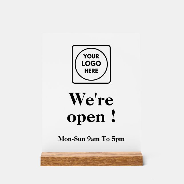 Now Open Logo | Custom Business Opening Times Sign (Front)