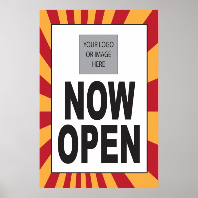 Now Open Sign Poster with logo (Front)