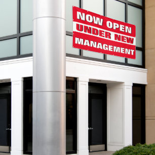 Now Open Under New Management Small Business Large Banner
