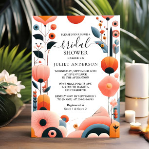 Now Orange 70s 80s 90s Pink Colourful Bridal Showe Invitation