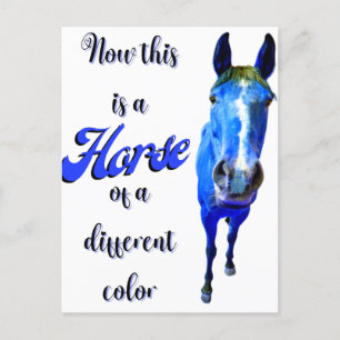 Now This Is A Horse Of A Different Colour in Blue Postcard