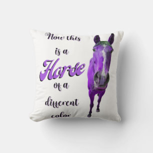 Now This Is A Horse Of A Different Colour Purple Cushion