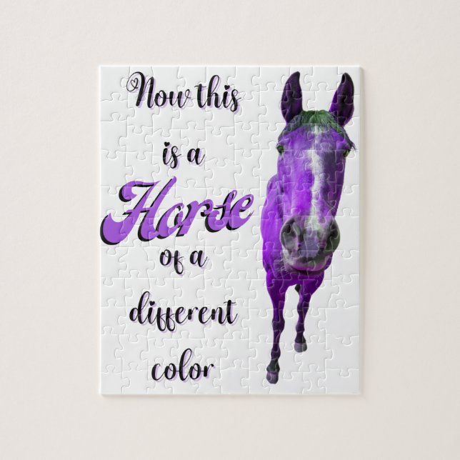 Now This Is A Horse Of A Different Colour Purple Jigsaw Puzzle (Vertical)