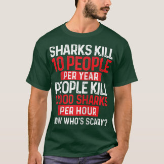 Now Whos ScaryShark Lover Ocean Wildlife Protectio T-Shirt