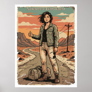 Nowhere & Everywhere Vintage Travel Poster Aesthet