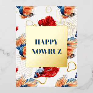 Nowruz Dancing Goldfish Trio Foil Postcard