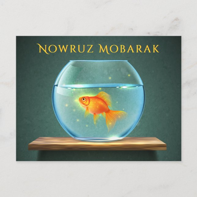 Nowruz Mobarak Goldfish in Bowl Postcard (Front)