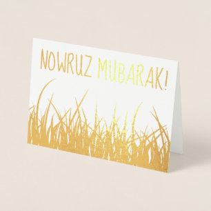 nowruz mubarak! gold foil wheatgrass foil card