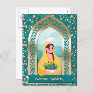 Nowruz Mubarak. Persian New Year Holiday Postcard