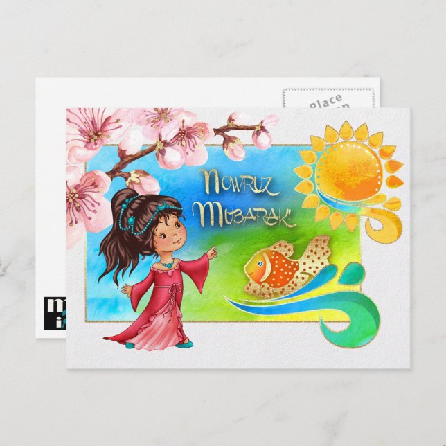 Nowruz Mubarak. Persian New Year Holiday Postcard (Front/Back)