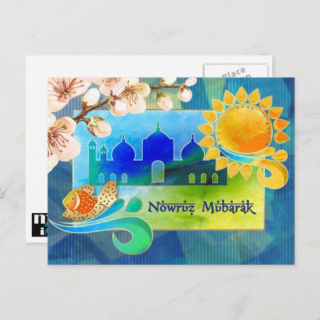 Nowruz Mubarak. Persian New Year Postcards (Front/Back)