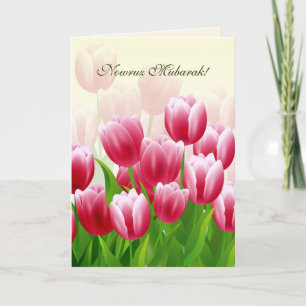 Nowruz Mubarak. Spring Tulips Persian New Year  Holiday Card