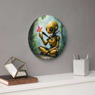Nox Finds Wonder,A Curious Robot's First Butterfly Large Clock