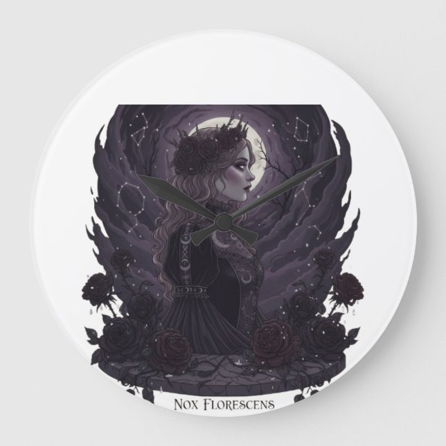 NOX FLORESCENS - Dark Gothic Queen of Roses and St Large Clock (Front)