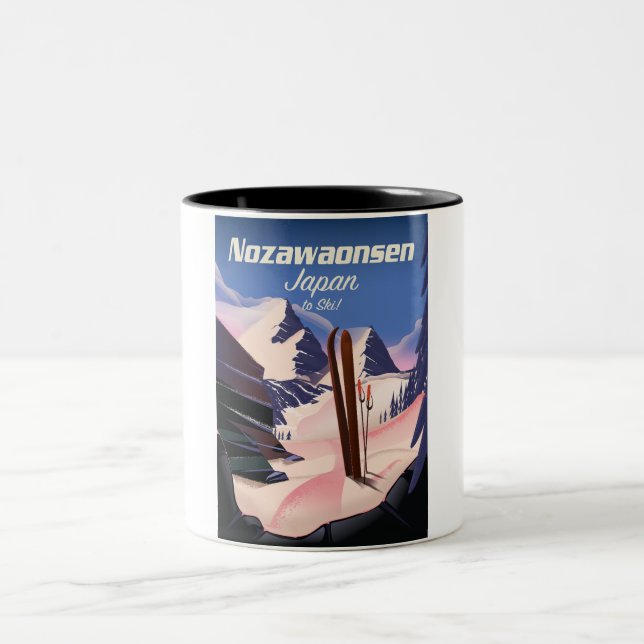 Nozawaonsen Japan to ski Two-Tone Coffee Mug (Center)