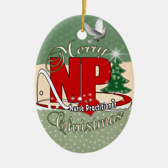 NP CHRISTMAS Nurse Practitioner Ceramic Tree Decoration (Front)