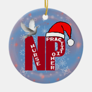NP CHRISTMAS ORNAMENT SANTA HAT NURSE PRACTIONER
