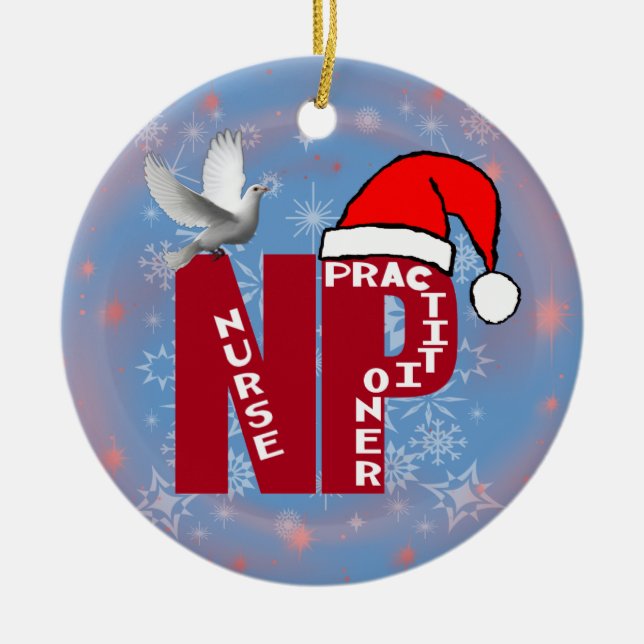 NP CHRISTMAS ORNAMENT SANTA HAT NURSE PRACTIONER (Front)