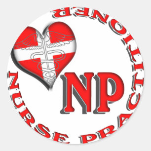 NP CIRCULAR LOGO NURSE PRACTITIONER CLASSIC ROUND STICKER