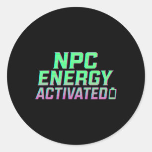 Npc Energy Activated Funny Aesthetic Gamer Rgb Pix Classic Round Sticker