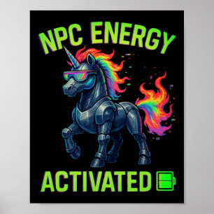 Npc Energy Activated Funny Aesthetic Gamer Rgb Pix Poster