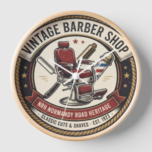 NRH Vintage Barbershop 1950s Americana Wall Clock