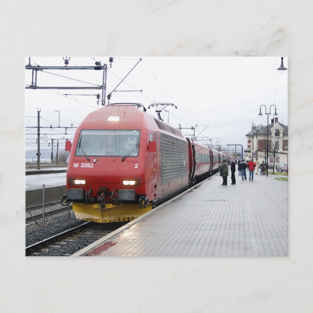 NSB Electric Locomotive EL 18 at Lillehammer Postcard (Front)