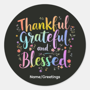 nspirational Floral Gratitude Wreath Handcrafted  Classic Round Sticker