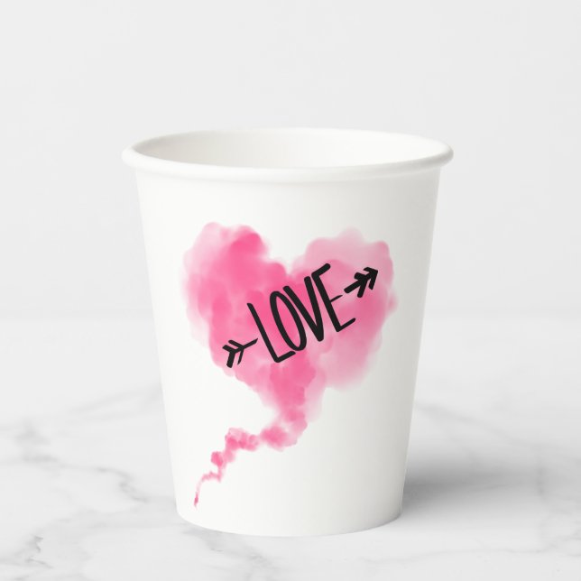 Nuage cœur rose   paper cups (Front)