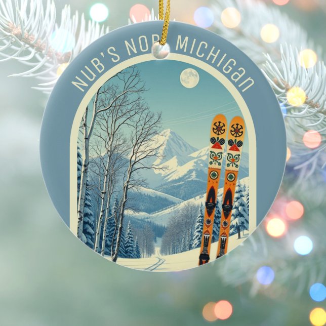 Nub’s Nob Michigan ski souvenir  Ceramic Ornament (Creator Uploaded)