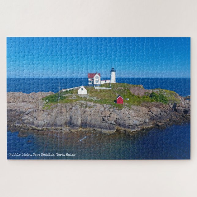 Nubble Atlantic Ocean Maine Lighthouse Jigsaw Puzzle (Horizontal)