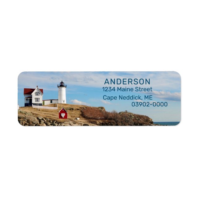 Nubble Heart Lighthouse Return Address Label (Front)