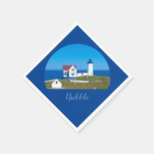 Nubble Light Blue Horizon Maine Lighthouse Napkin