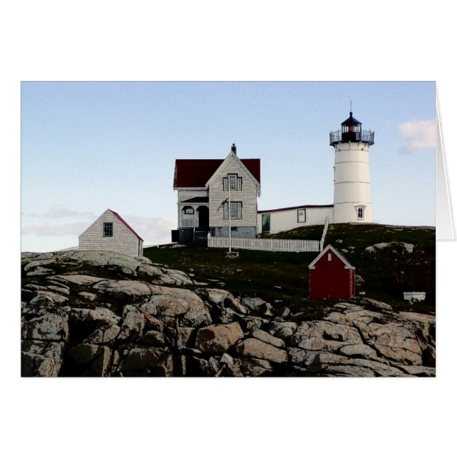 Nubble Light, Charcoal Style (Front Horizontal)