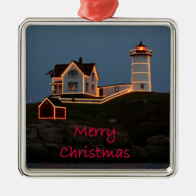 Nubble Light Christmas Metal Ornament (Front)