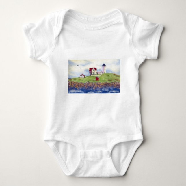 Nubble Light House York Maine Baby Bodysuit (Front)