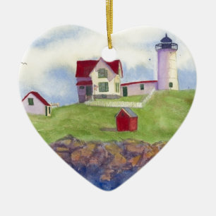Nubble Light House York Maine Ceramic Tree Decoration