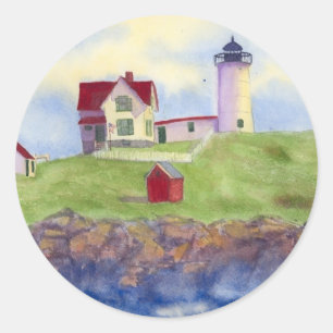 Nubble Light House York Maine Classic Round Sticke Sticker