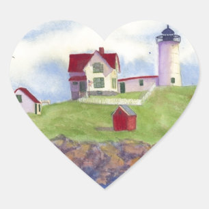 Nubble Light House York Maine Heart Sticker