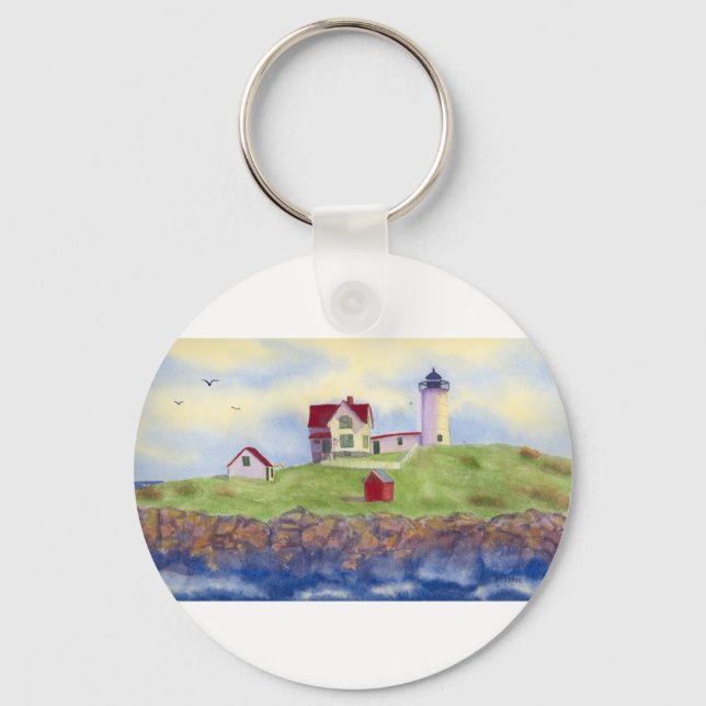 Nubble Light House York Maine Key Ring (Front)