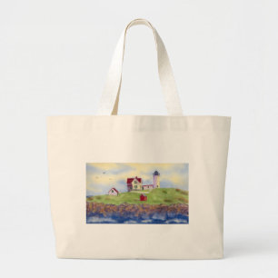 Nubble Light House York Maine Large Tote Bag
