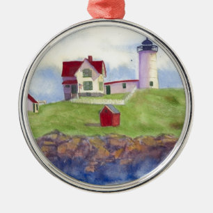 Nubble Light House York Maine Metal Tree Decoration