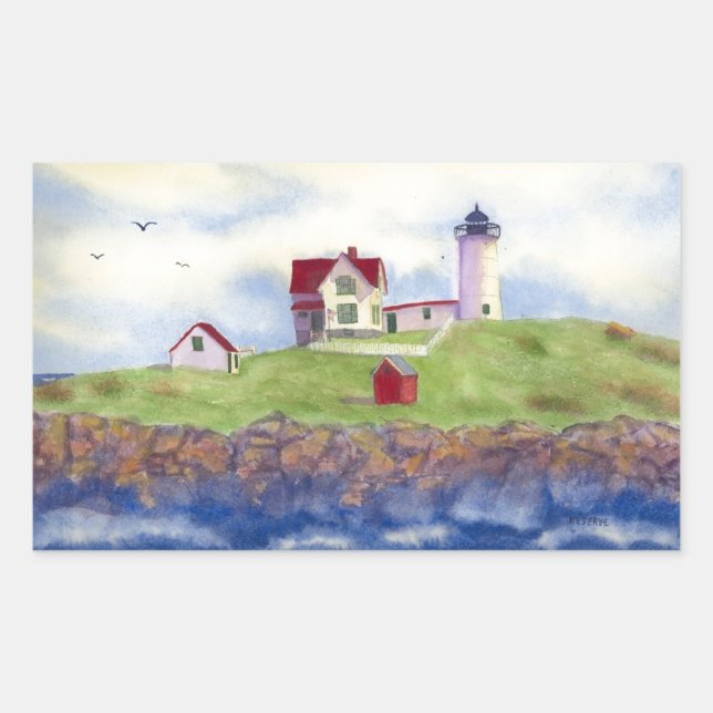 Nubble Light House York Maine Rectangular Sticker (Front)