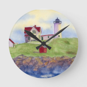 Nubble Light House York Maine Round Clock