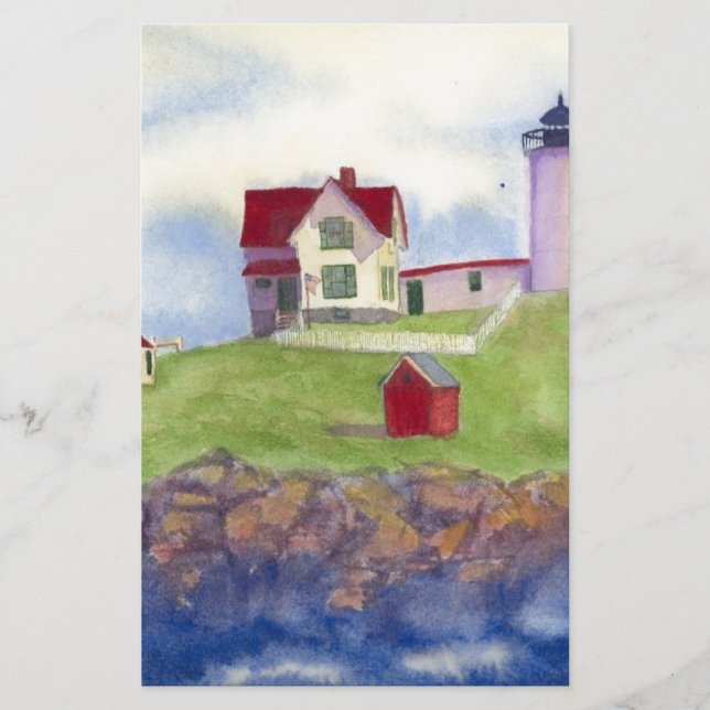 Nubble Light House York Maine Stationery (Front)