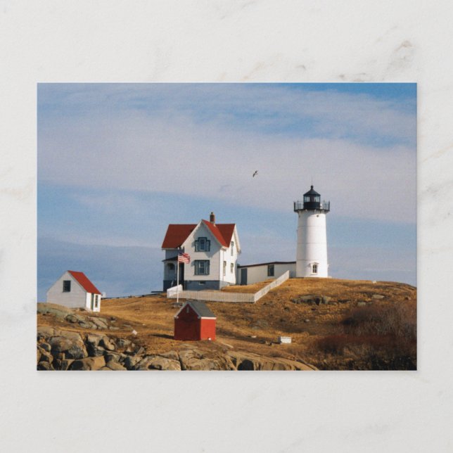 Nubble Light Lighthouse York Maine Postcard (Front)