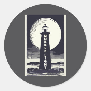 Nubble Light Maine Lighthouse Moon Classic Round Sticker