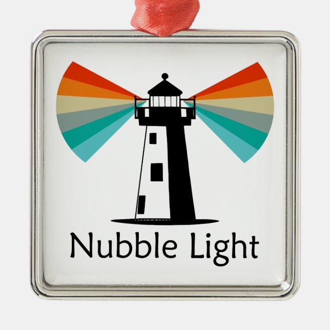 Nubble Light Maine Rainbow Metal Ornament (Front)