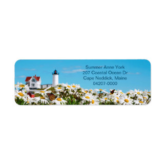 Nubble Light Summer Daisy Maine Lighthouse Return Return Address Label